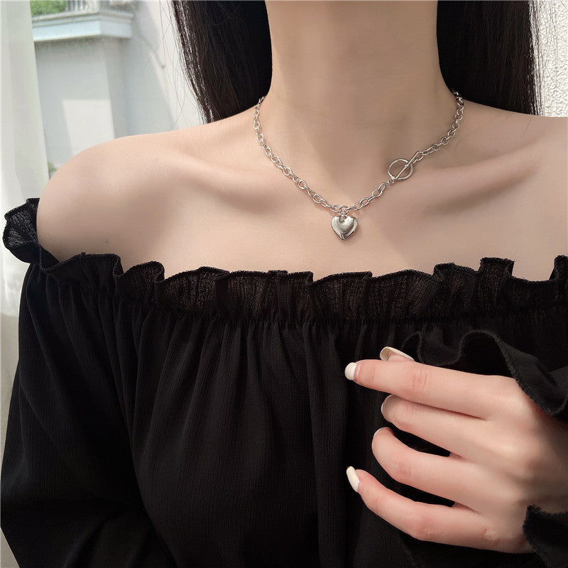 UNI-10868 - Heart Silver Chain  - Necklace