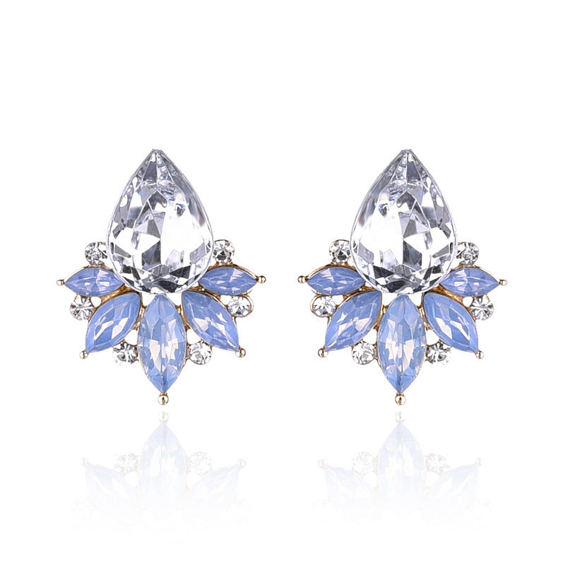 UNI-11632 -  Blue & White  Fancy Crystal Diamond - Earring