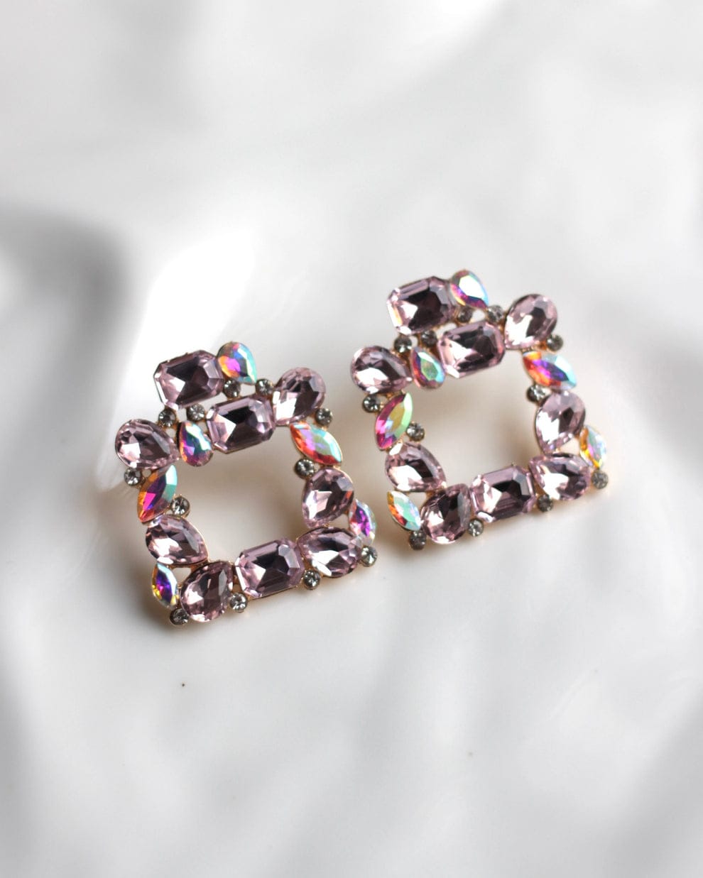 UNI-11647 -  Square Glass Multi Dimond  - Earring Style 6