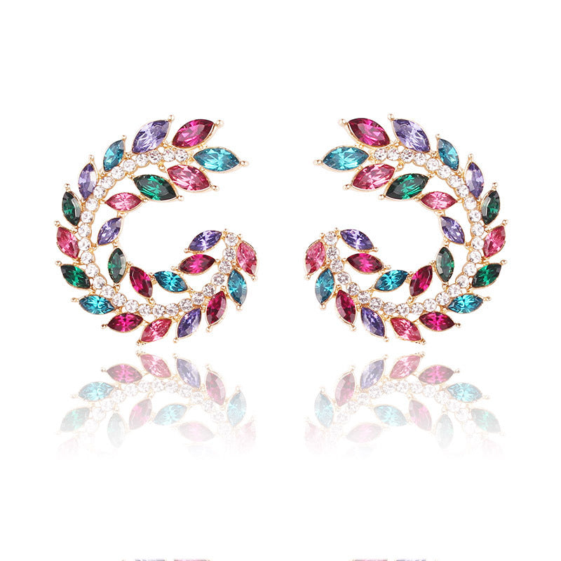 UNI-11661 - Multi Diamond Leaf - Earring
