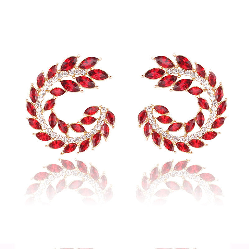 UNI-11654 - Red Diamond Leaf - Earring