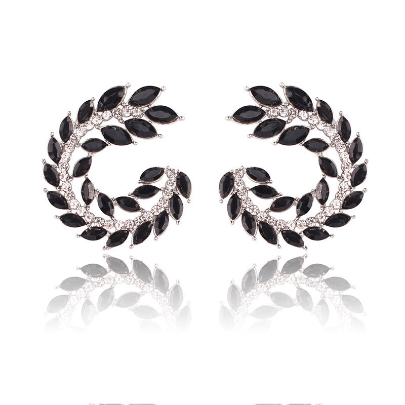 UNI-11660 - Black Diamond Leaf - Earring