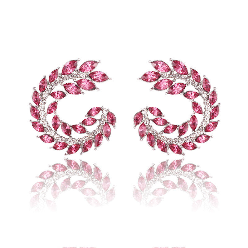 UNI-11653 - Pink Diamond Leaf - Earring