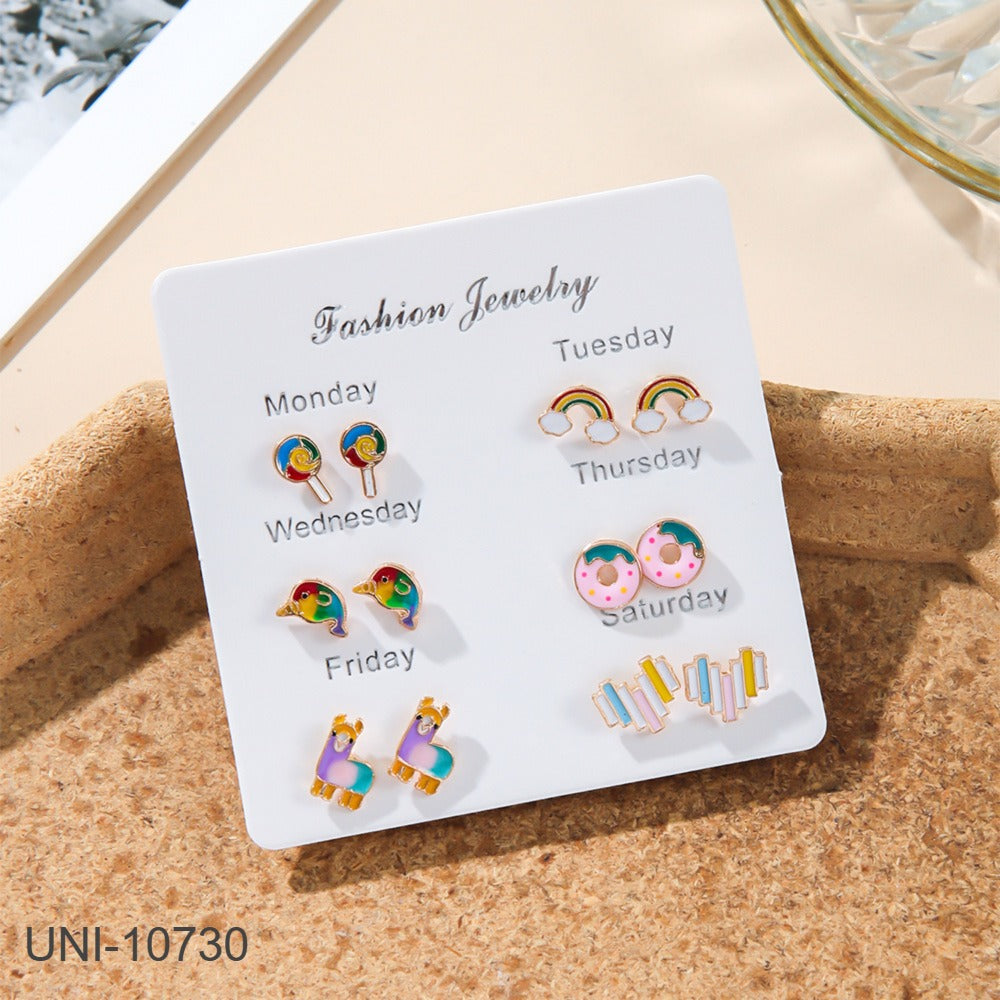 UNI-10730 - Rainbow Cuties - Ear Studs Set Of 6