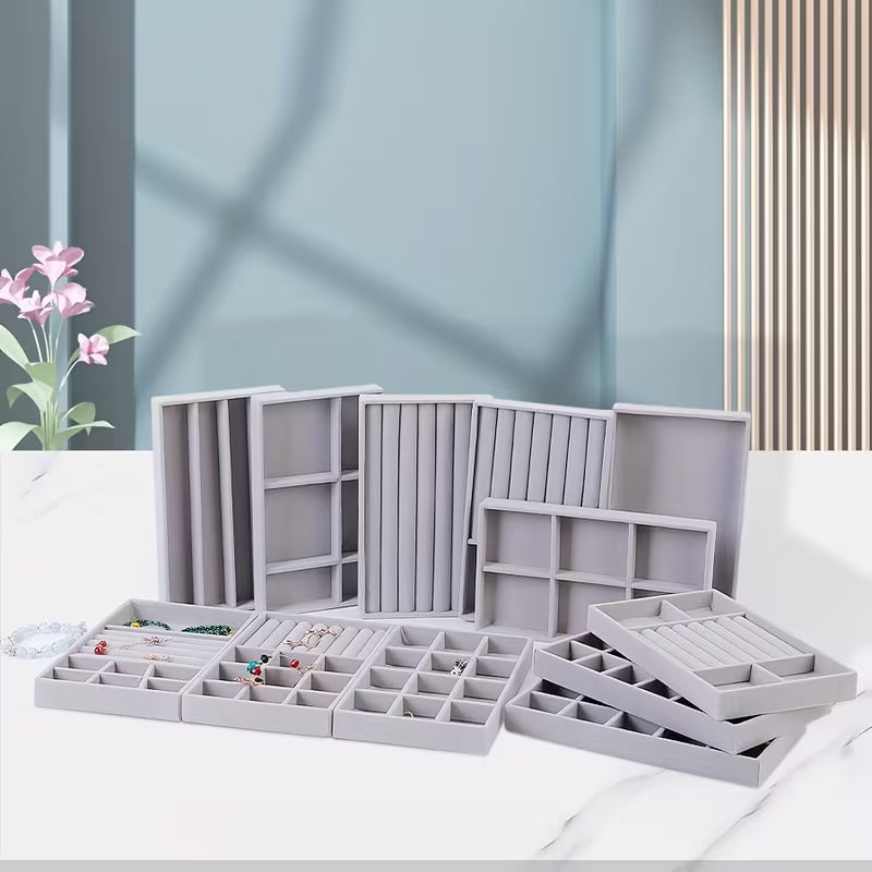 JJ-1014 - Grey Velvet Jewelry Tray