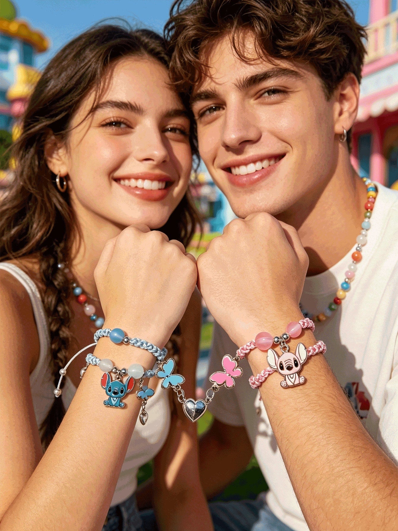 UNI-12438 -  Stitch Animal Couple Love - Bracelet Set of 2 Style 2