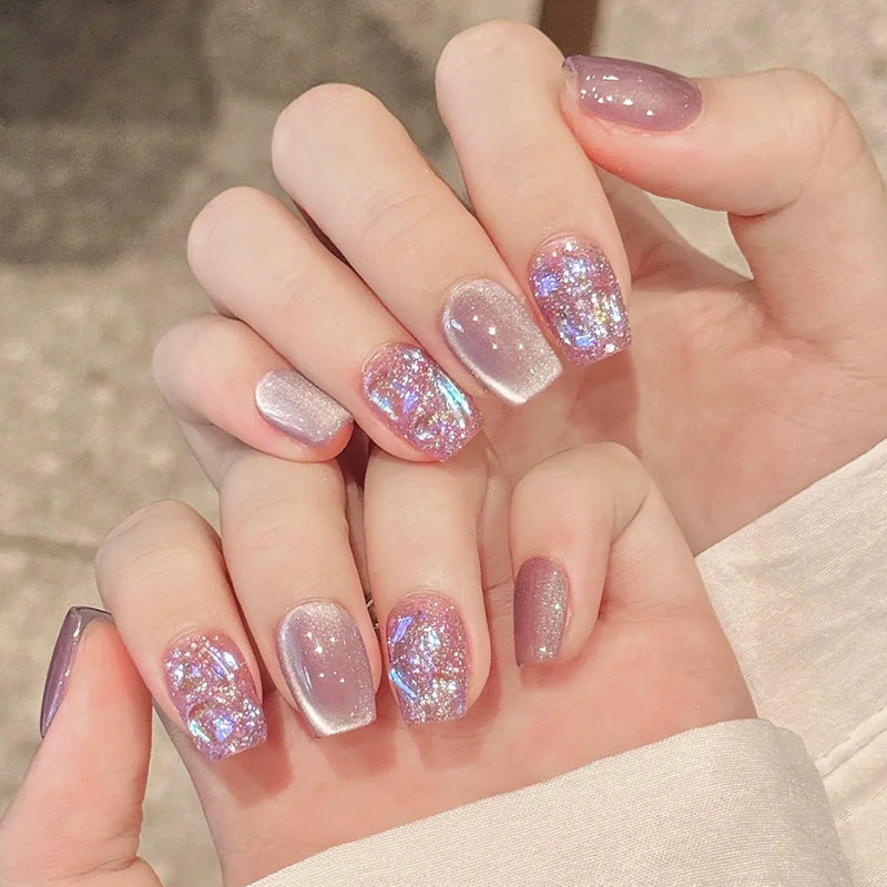 N-129 - Diamond Pink - Press On Nail Set Of 24
