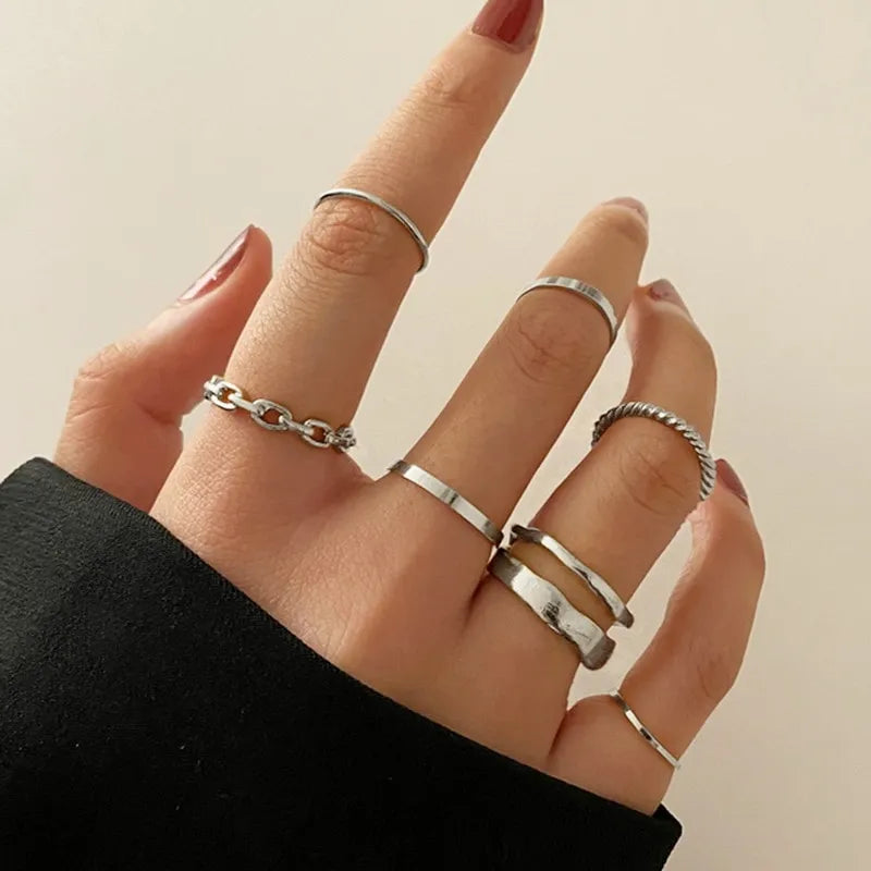 UNI-10165-1  - Silver Foil - Ring Set Of 7