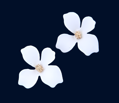 UNI-10897-1 - White Flower   - Earring