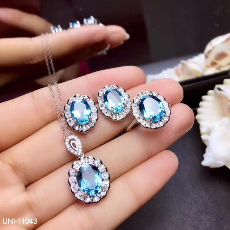 UNI-11043 - Blue Diamond Silver - Jewelry Set