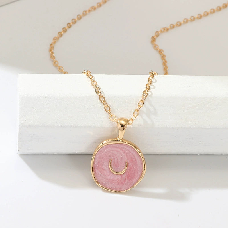 UNI-12415 - Enameled Moon - Necklace
