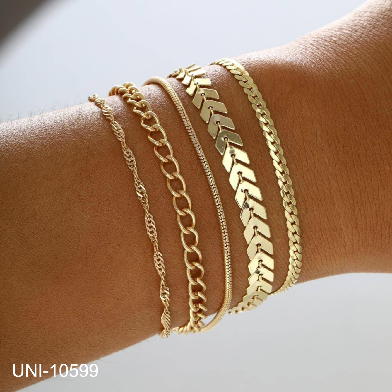 UNI-10599 - Gold Chain - Bracelet Set of 4