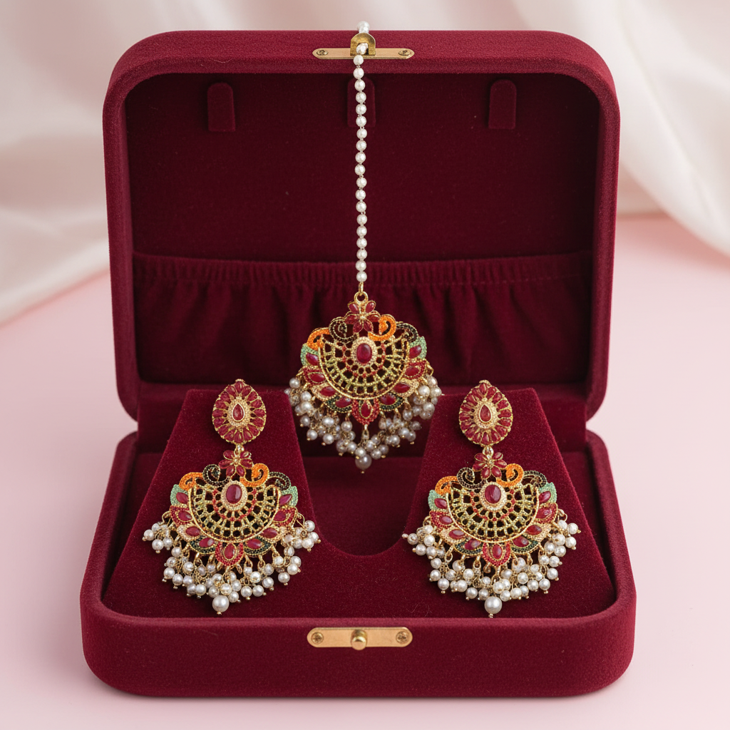 PJ-149 - Luxury Pearls & Diamonds Gold - Jewelry Set Style 5