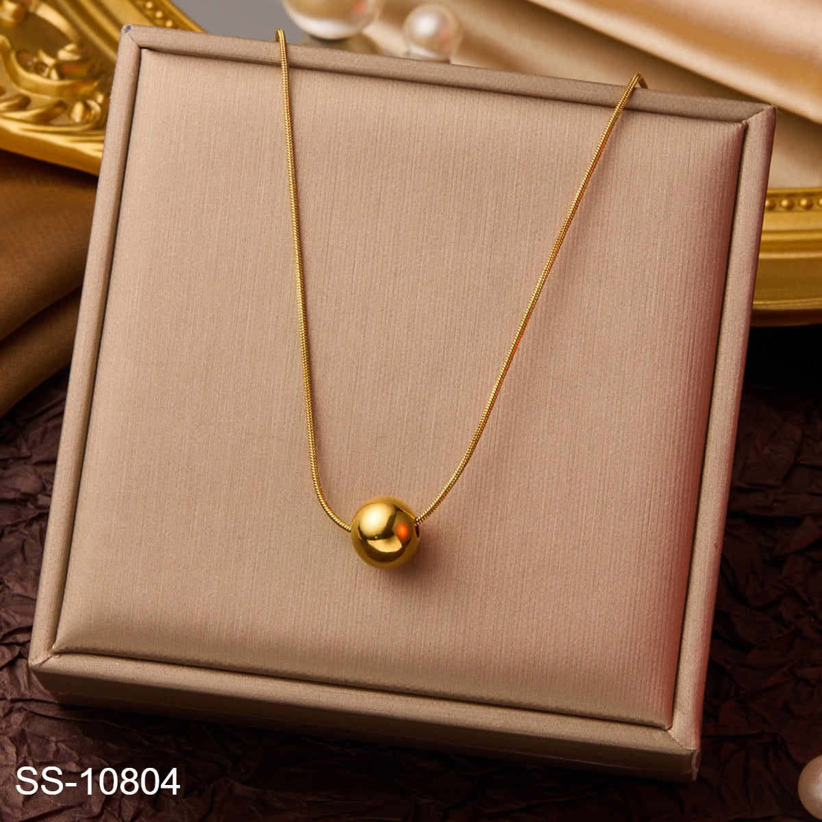 SS-10804 - Gold Foil Bead  - Necklace
