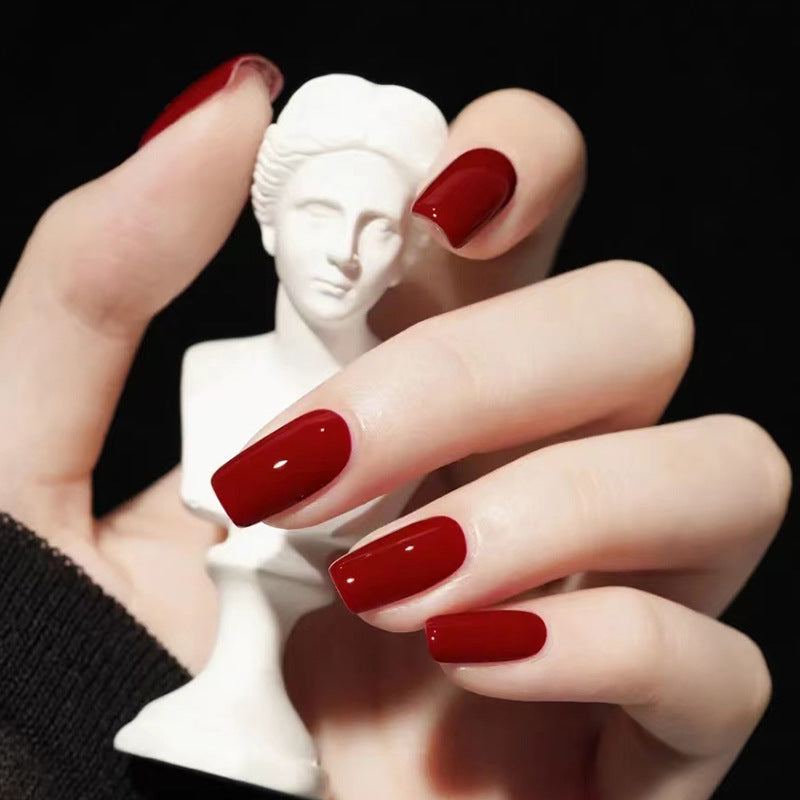 N-128 - Deep maroon   - Press On Nail Set Of 24