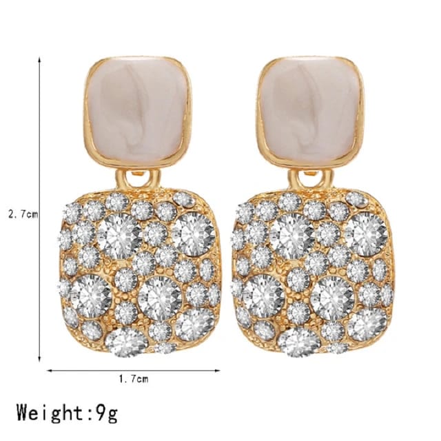UNI-10222-1 - White Diamond Gold  - Earring