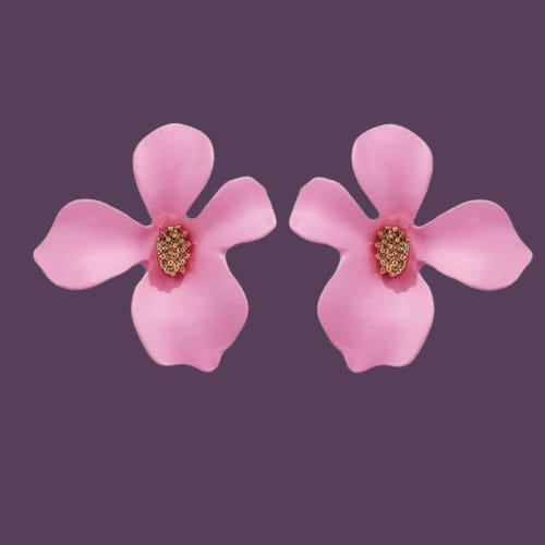 UNI-10897-3 - Pink  Flower - Earring