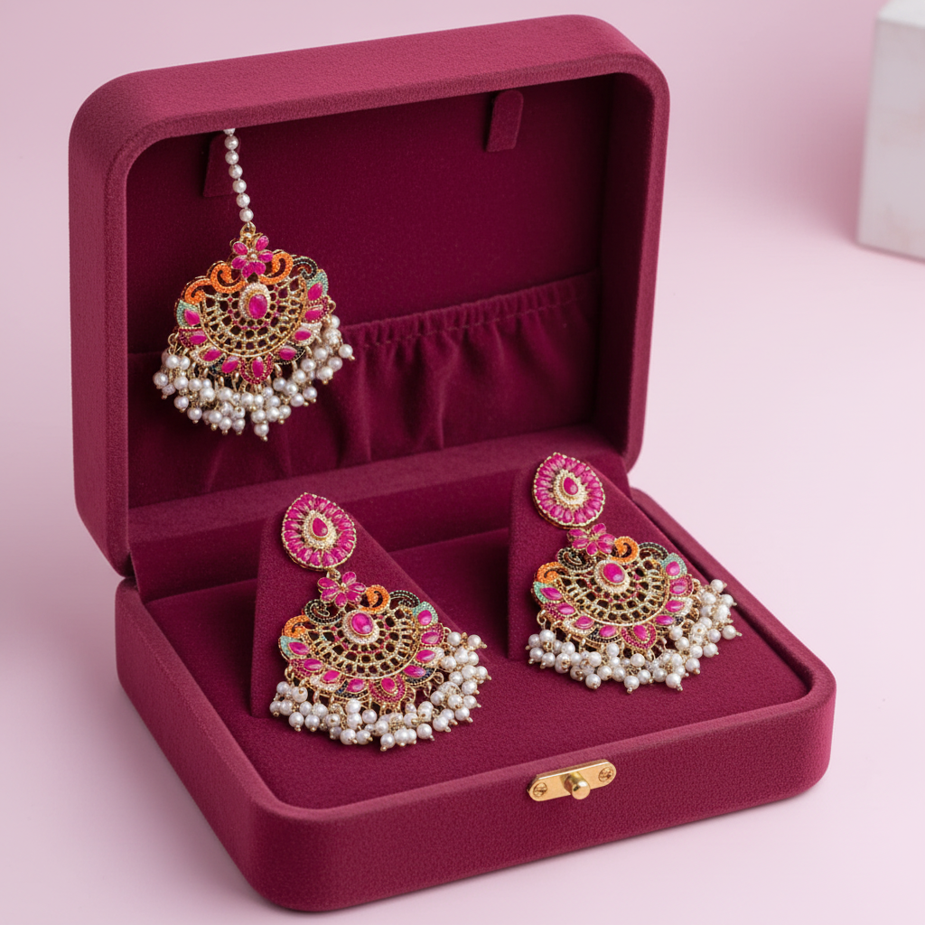 PJ-147 - Luxury Pearls & Diamonds Gold - Jewelry Set Style 3