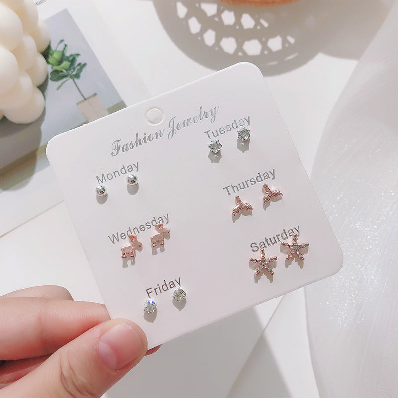 UNI-10708 - Fancy Mini - Ear Studs Set Of 6 - Style 2