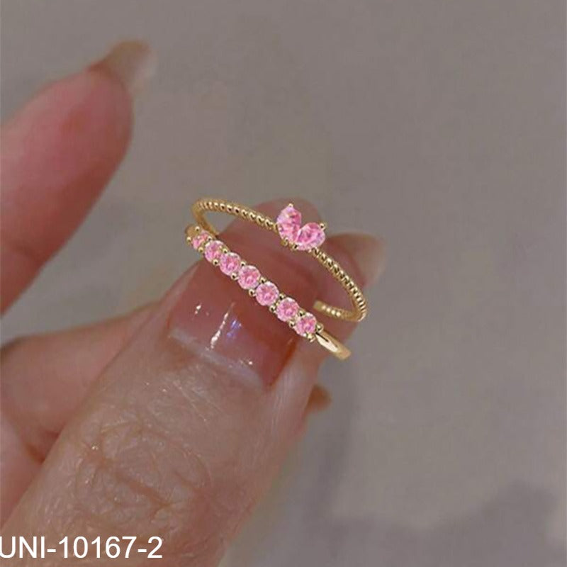 UNI-10167-2 - Pink Diamond Silver - Ring Set Of 2