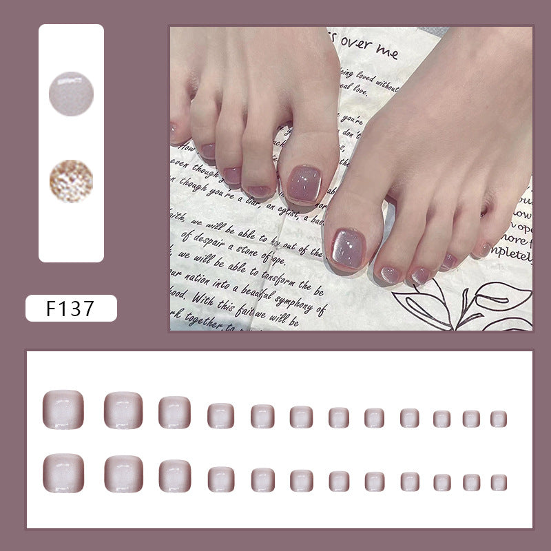 N-139 - Shiny Macaron Pink - Toenail Set Of 24