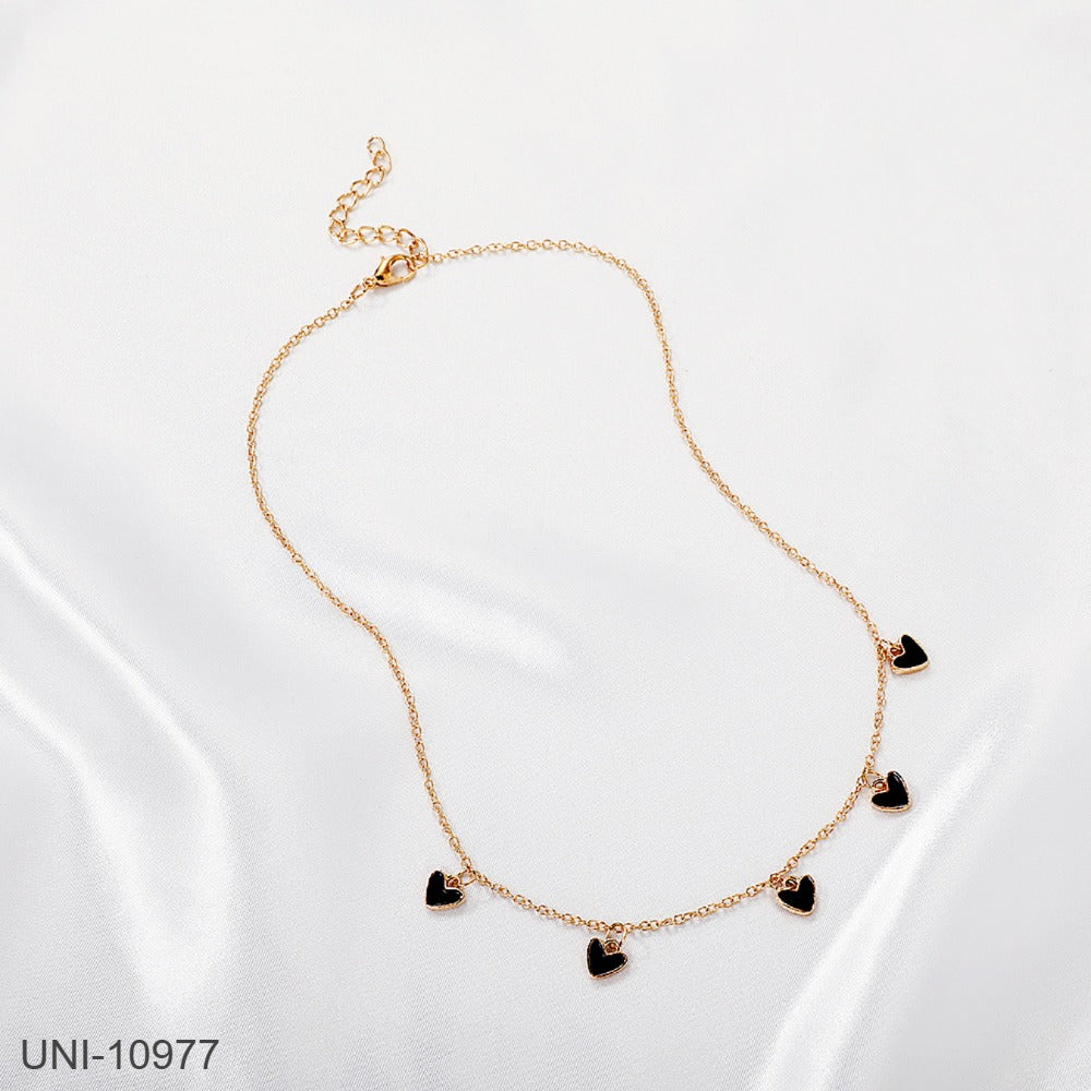 UNI-10977 -  Black Heart Gold- Necklace