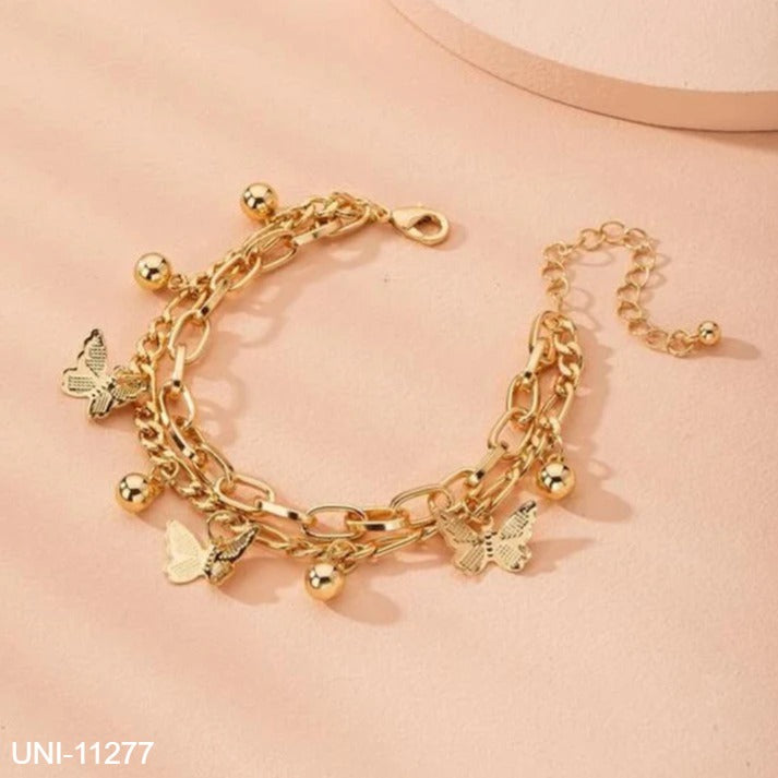 UNI-11277 - Butterfly Charms Gold Chain - Bracelet