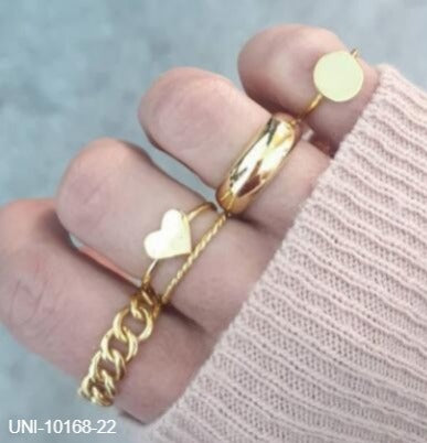 UNI-10168-22 - Gold Glam - Ring Set Of 4