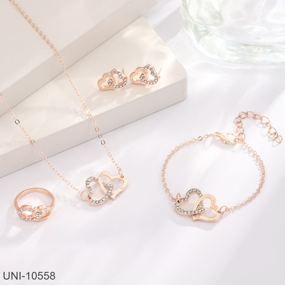 UNI-10558 -Rose Gold Blinky Heart - Jewelry Set
