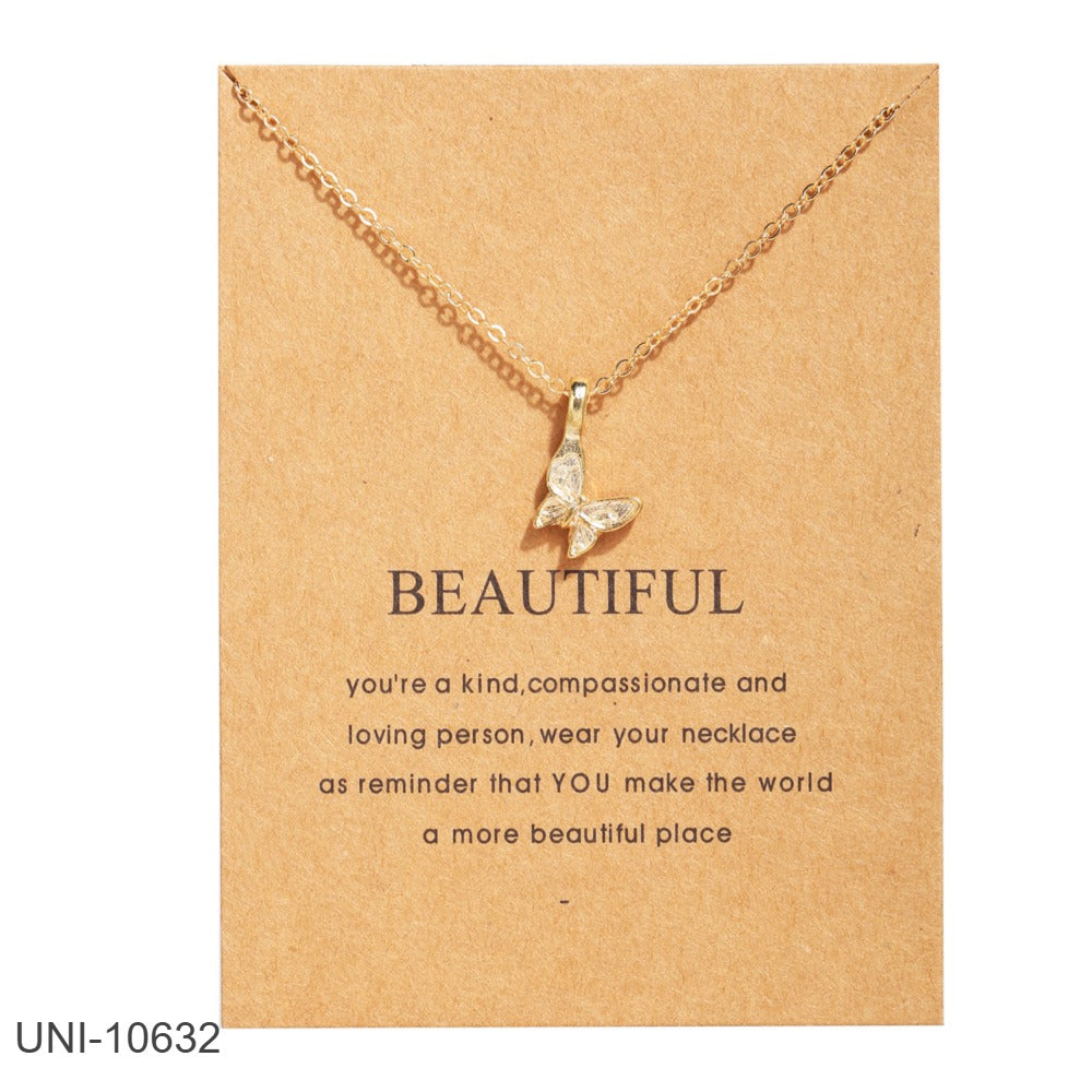 UNI-10632 - Gold Beautiful Butterfly - Necklace