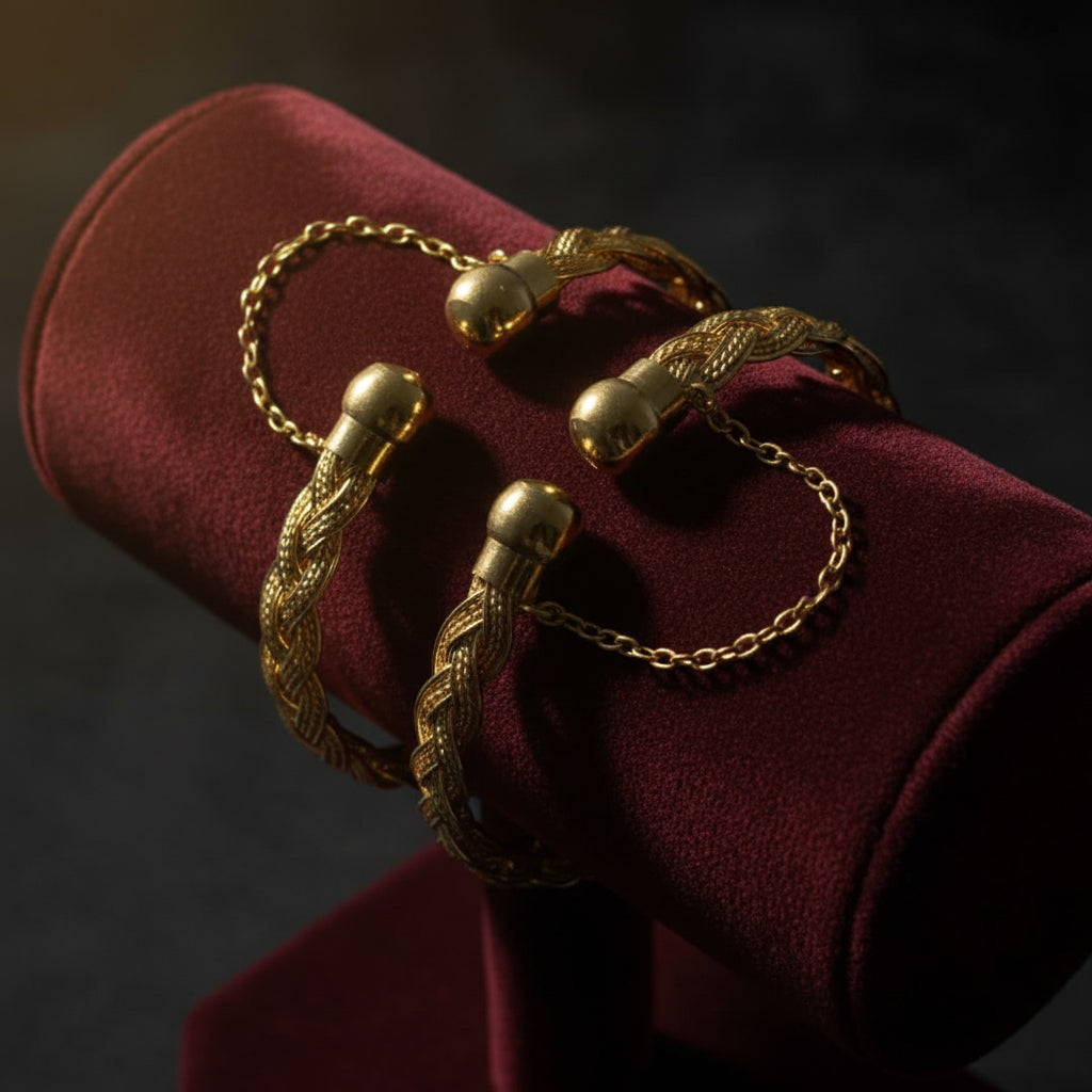 CH-120 - Twist  Gold Bangle - Set Of 2