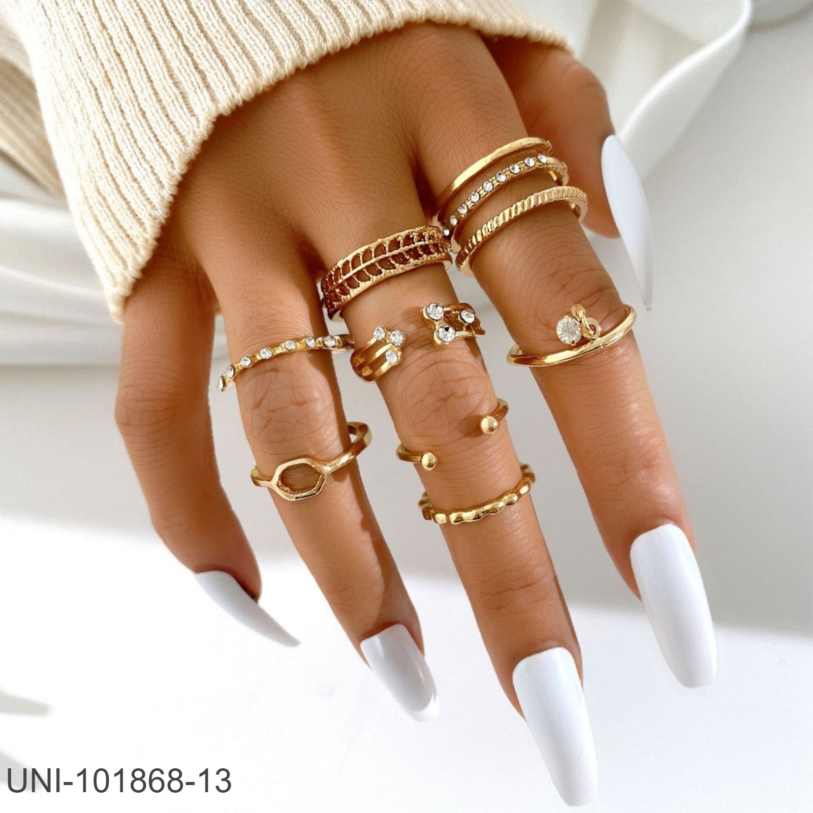 UNI-10168-13 - Classy Gold - Ring Set Of 8