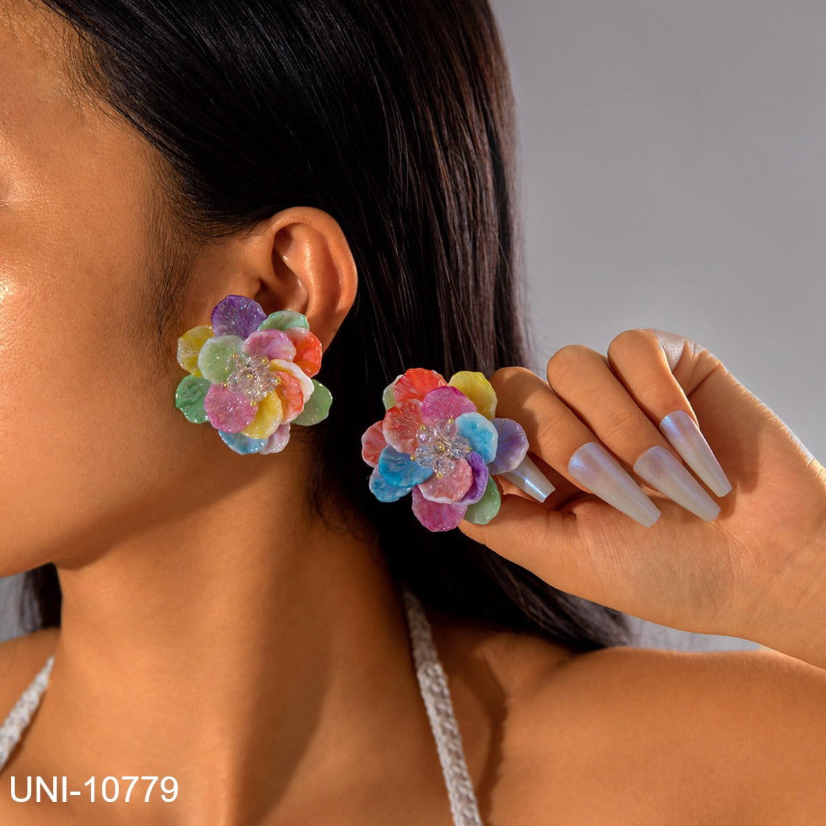 UNI-10779 - Colorful Multi Flower - Earring