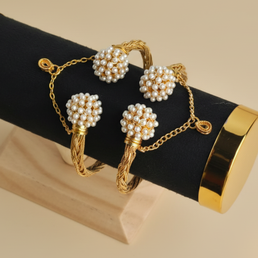 CH-57 - Luxury Pearl & Gold - Bangle  Set Of 2