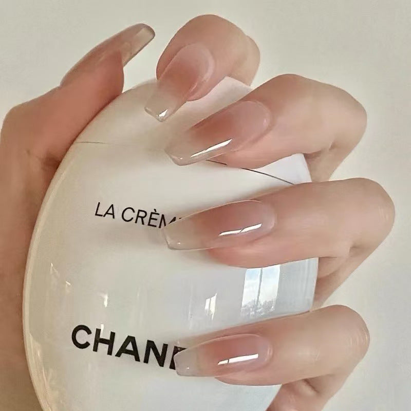 N-149 - Beige & Peach Fancy - Press On Nail Set Of 24