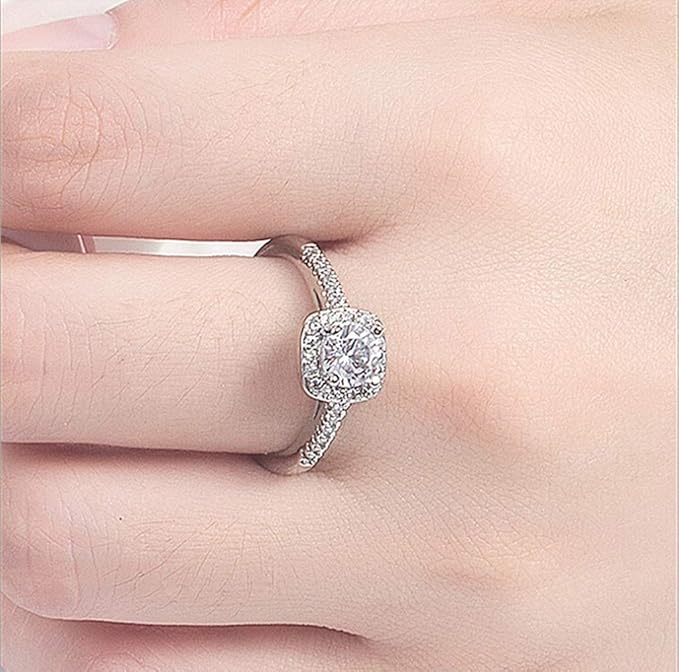 UNI-11019-2- Diamonds Square Silver- Ring