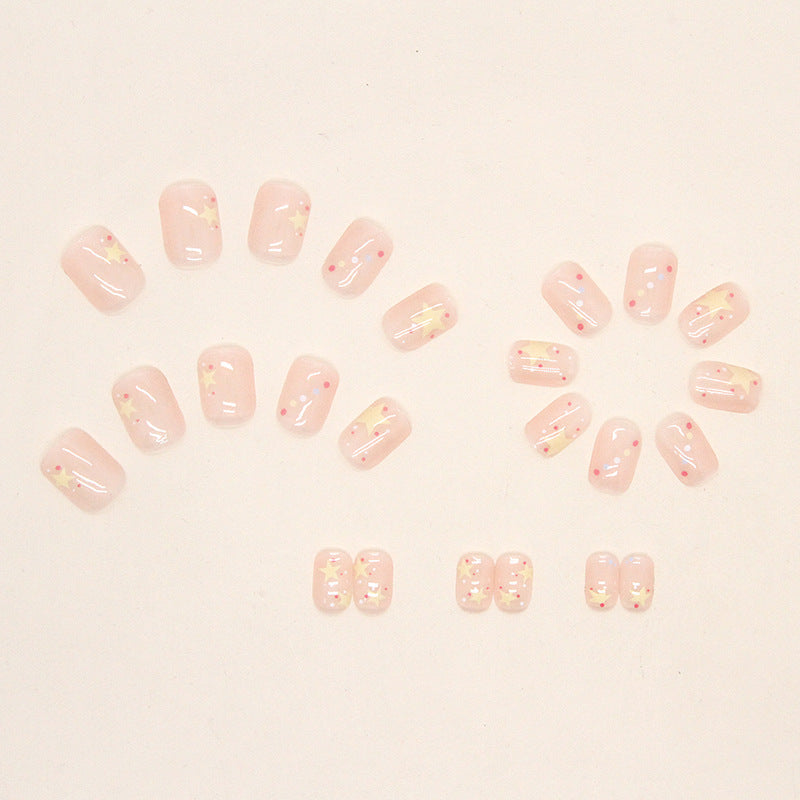 N-122 - Sparkle Stars Pink - Press On Nail Set Of 24