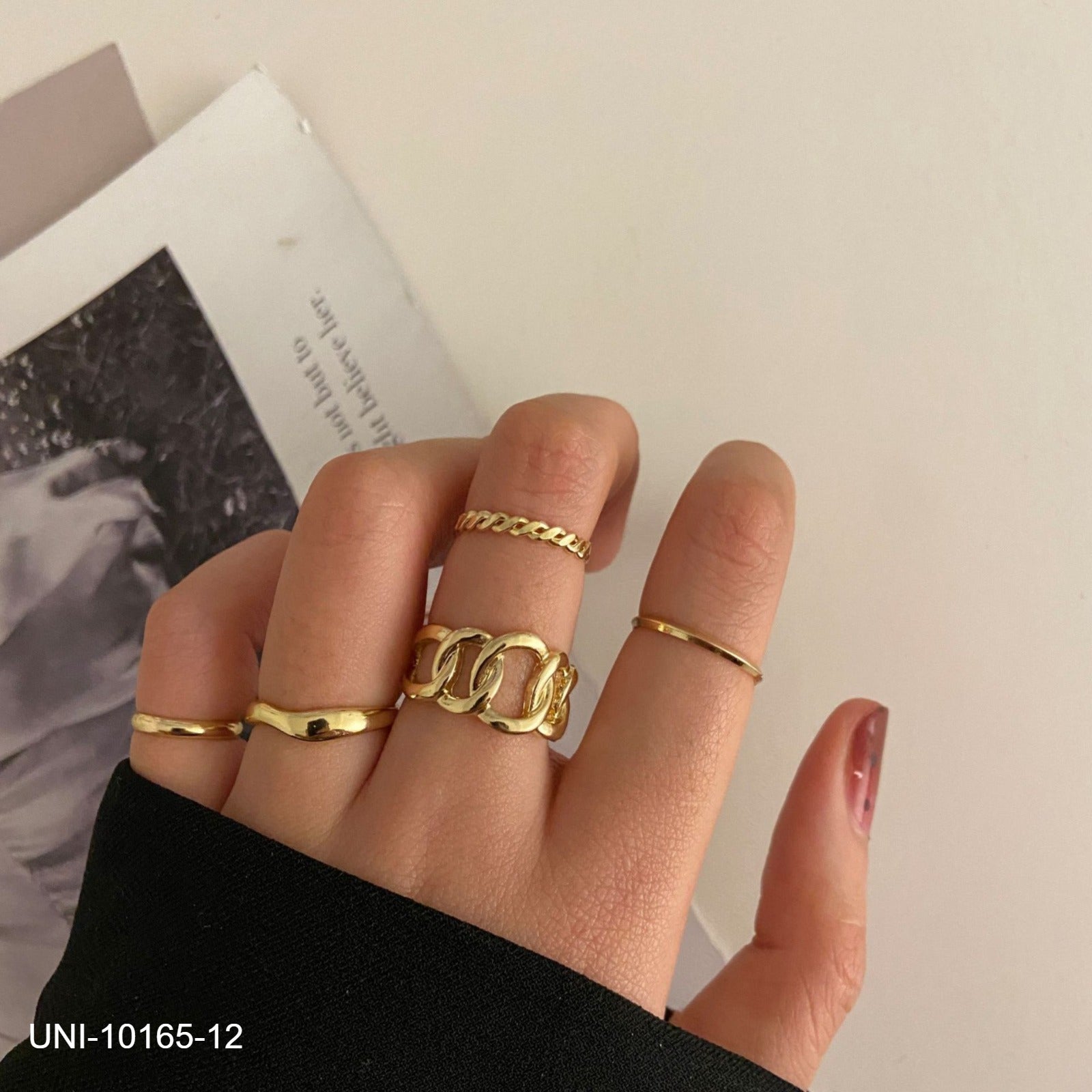 UNI-10165-12  - Gold  Foil - Ring Set Of 5