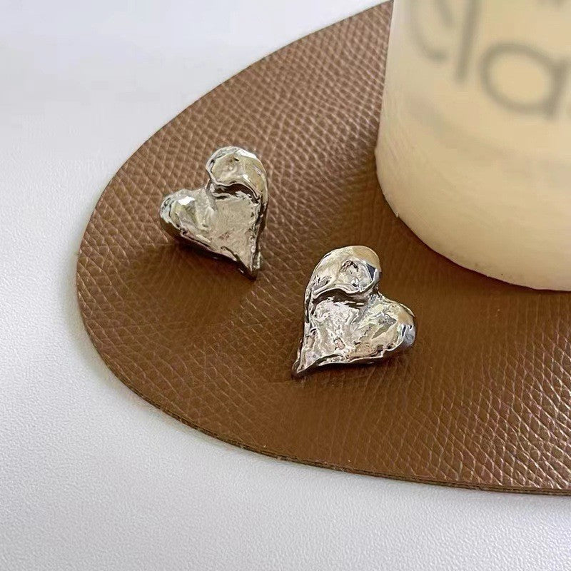 UNI-10359 - Foiled Heart Silver - Earring