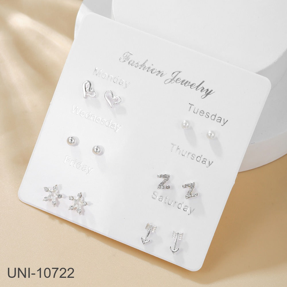 UNI-10722 - Fancy Mini - Ear Studs Set Of 6 - Style 16