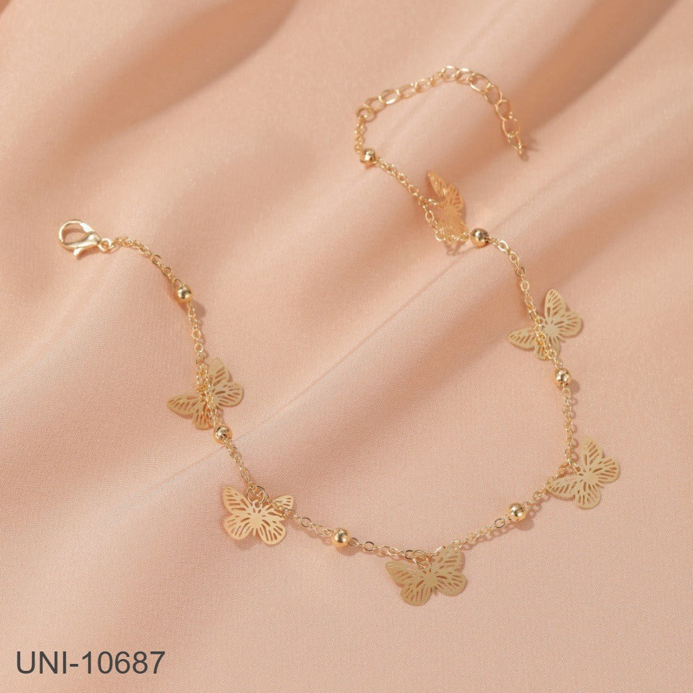 UNI-10686 - Gold Butterfly Charms  - Anklet Style 2
