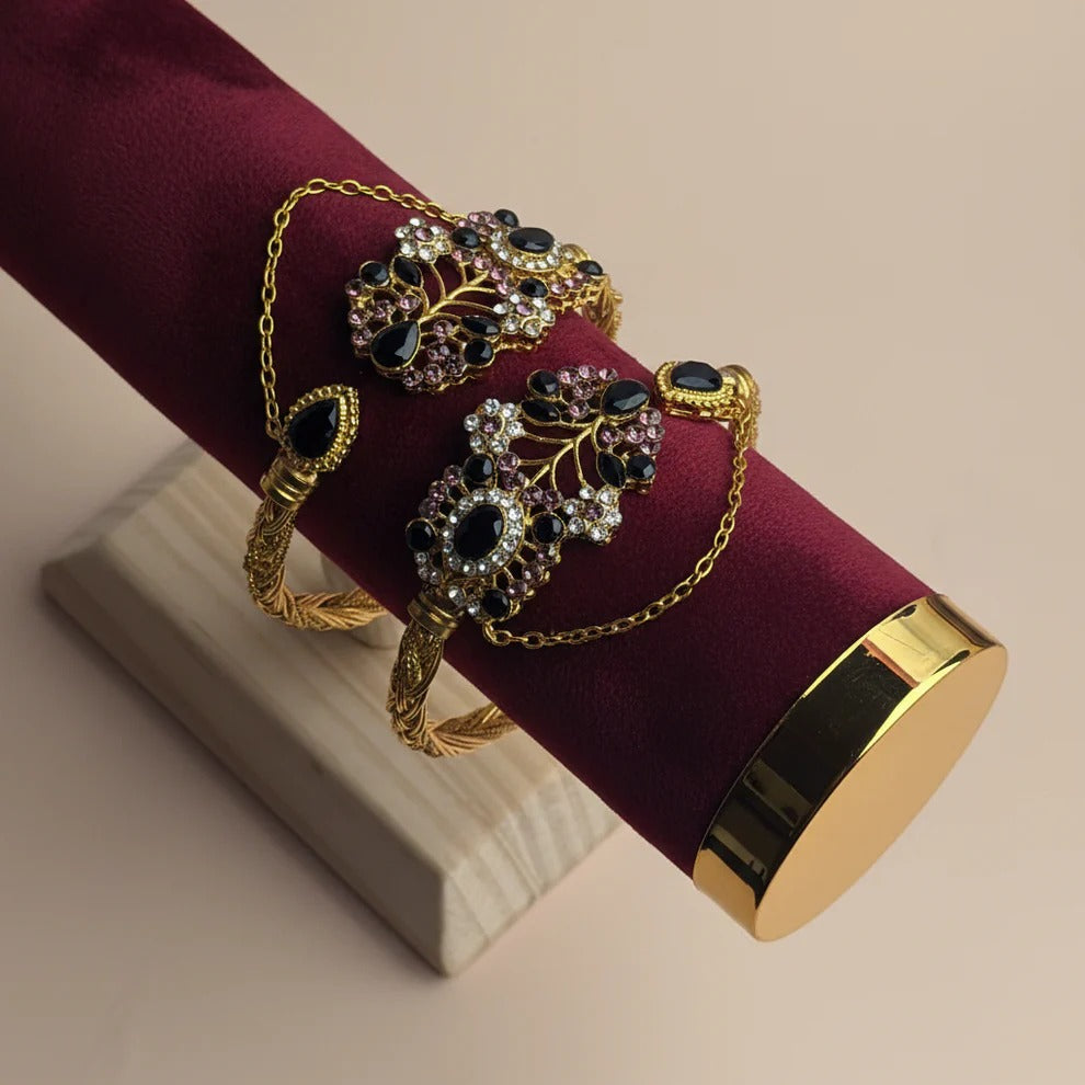 CH-116 - Luxury  Diamonds Gold - Bangle Set Of 2