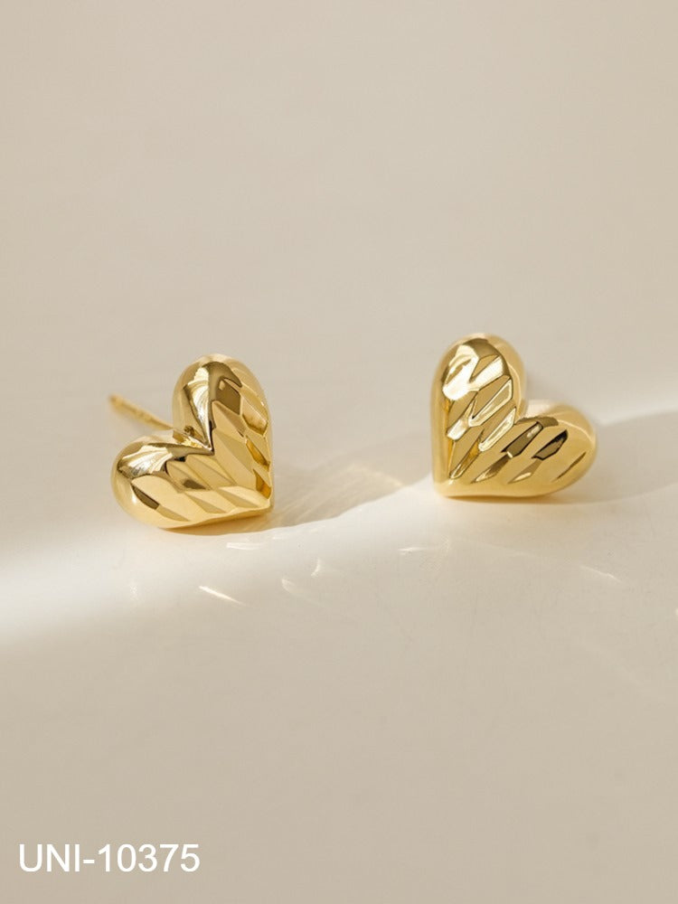 UNI-10375 - Foiled Heart Gold  - Earring