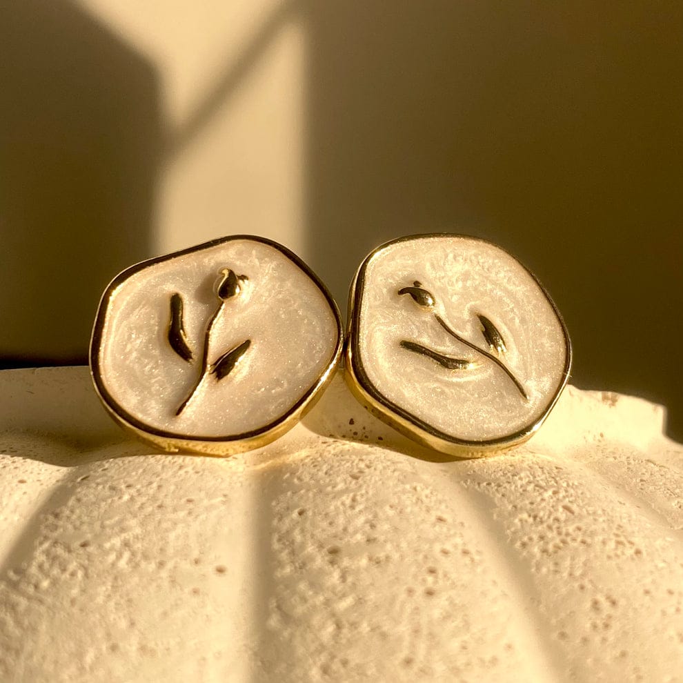 UNI-10333-2 - Gold Tulip - Earring