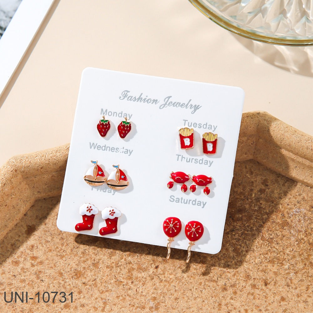 UNI-10731 - Red Cuties - Ear Studs Set Of 6