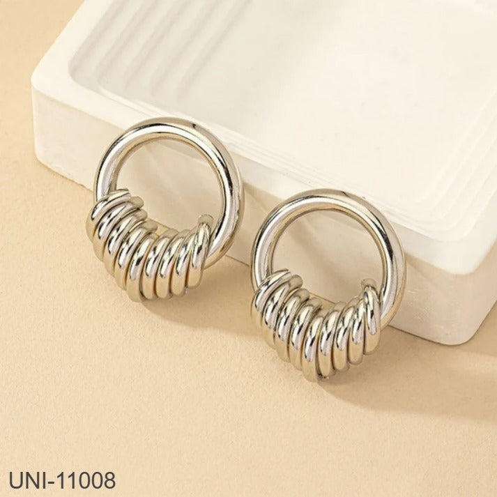 UNI-11008 - Foiled Silver Rings  - Earrings
