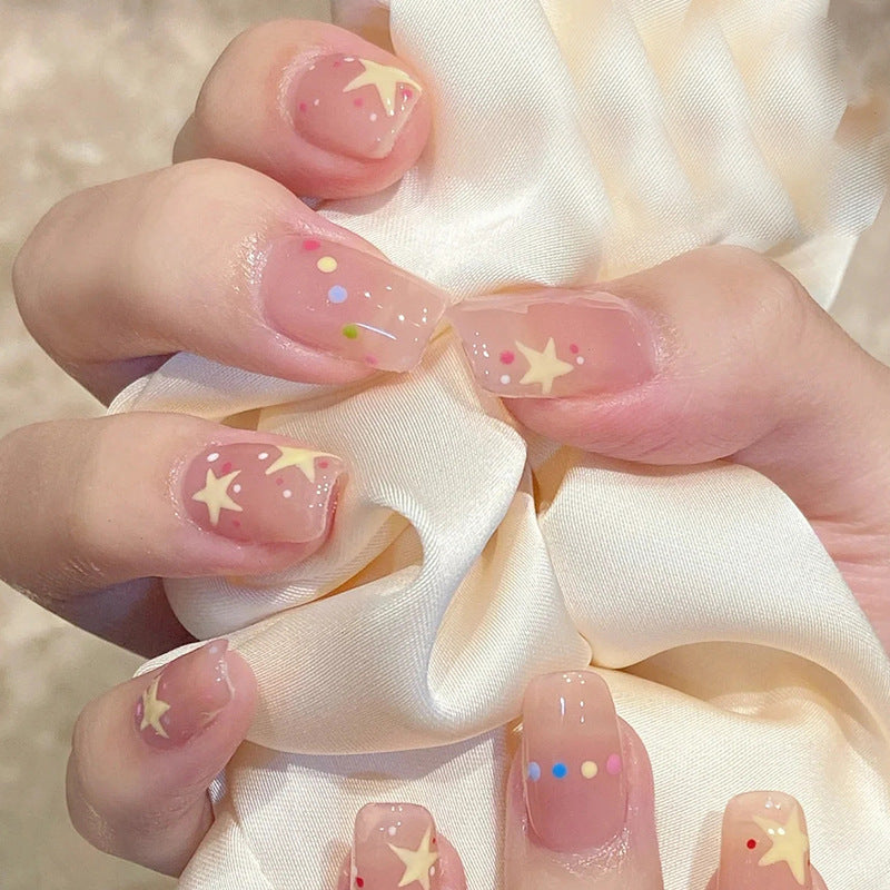 N-122 - Sparkle Stars Pink - Press On Nail Set Of 24