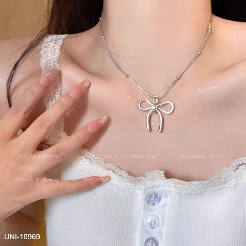 UNI-10969 -  Silver Bow  - Necklace Style 2