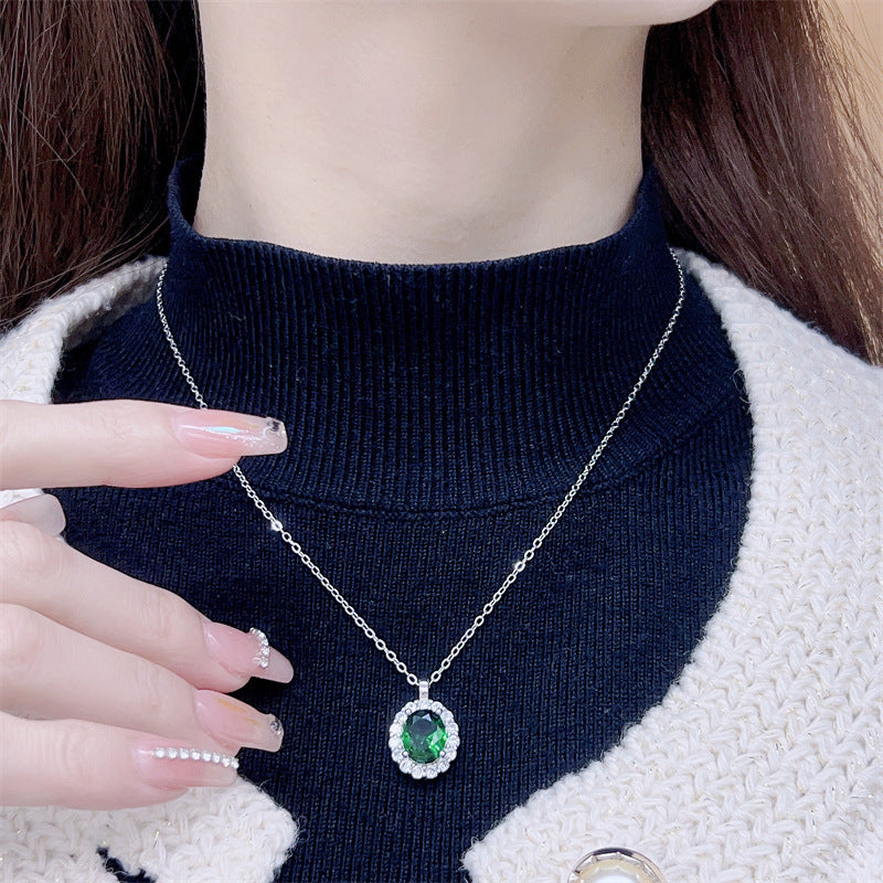 UNI-11036 - Green Diamond Silver - Jewelry Set