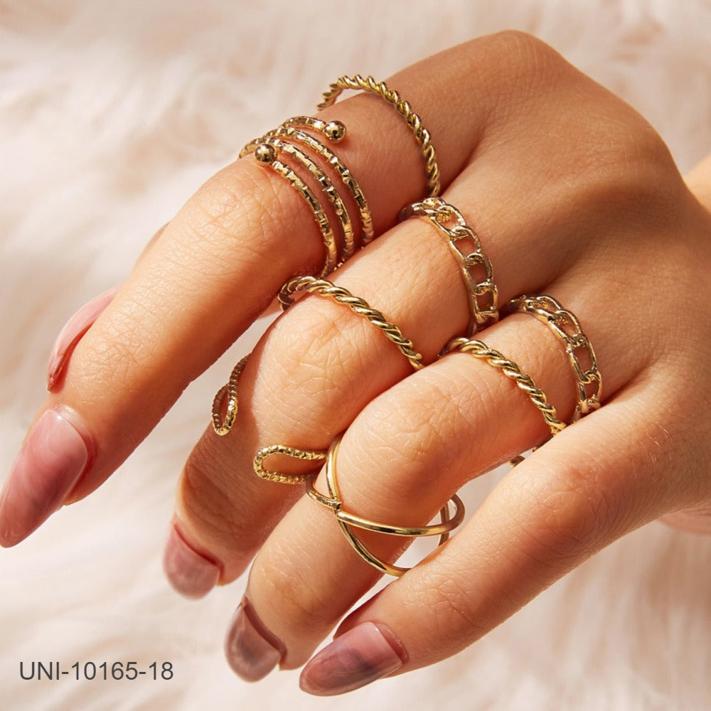 UNI-10165-18  - Classy Gold Foil - Ring Set Of 8